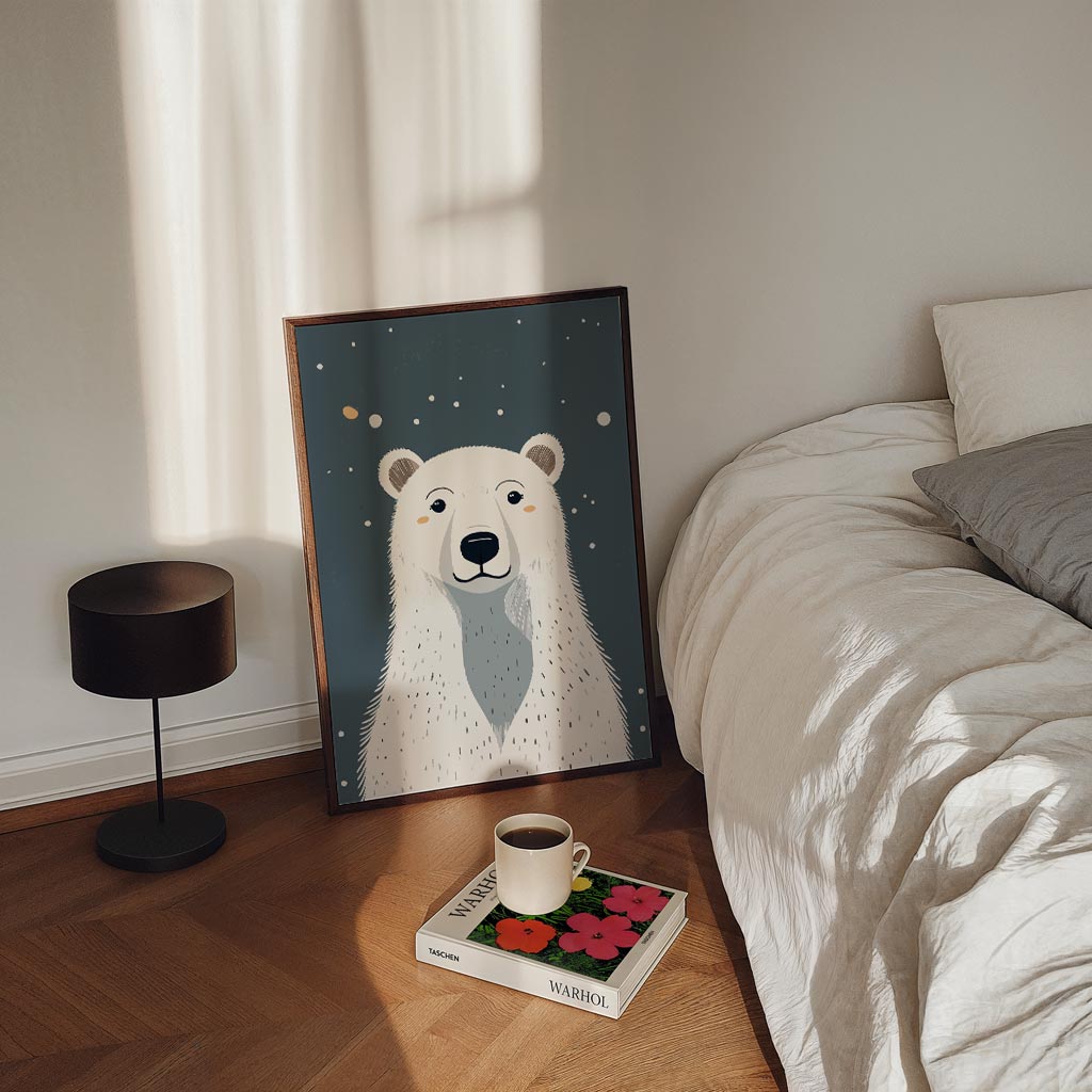 Schattige IJsbeer Illustratie – staande kinderkamer wanddecoratie van WallArtistic