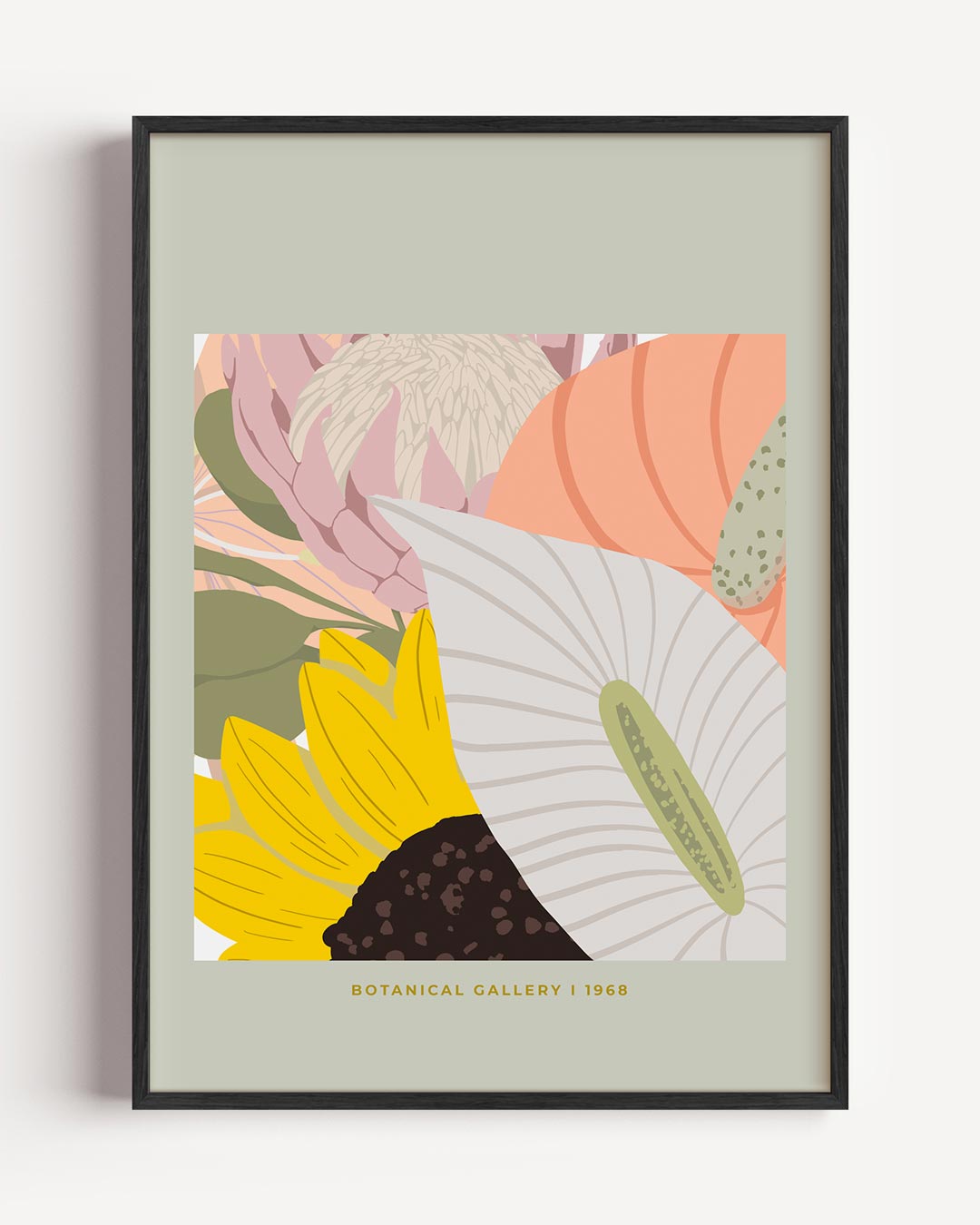 Botanische Bloemenpracht – typografie portret poster als wanddecoratie