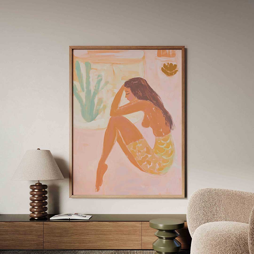Zittende vrouw – tropische jungle poster in staand formaat