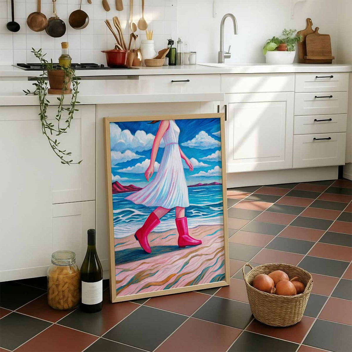 Zomers Strandwandeling – staande muurposter met zomerse uitstraling