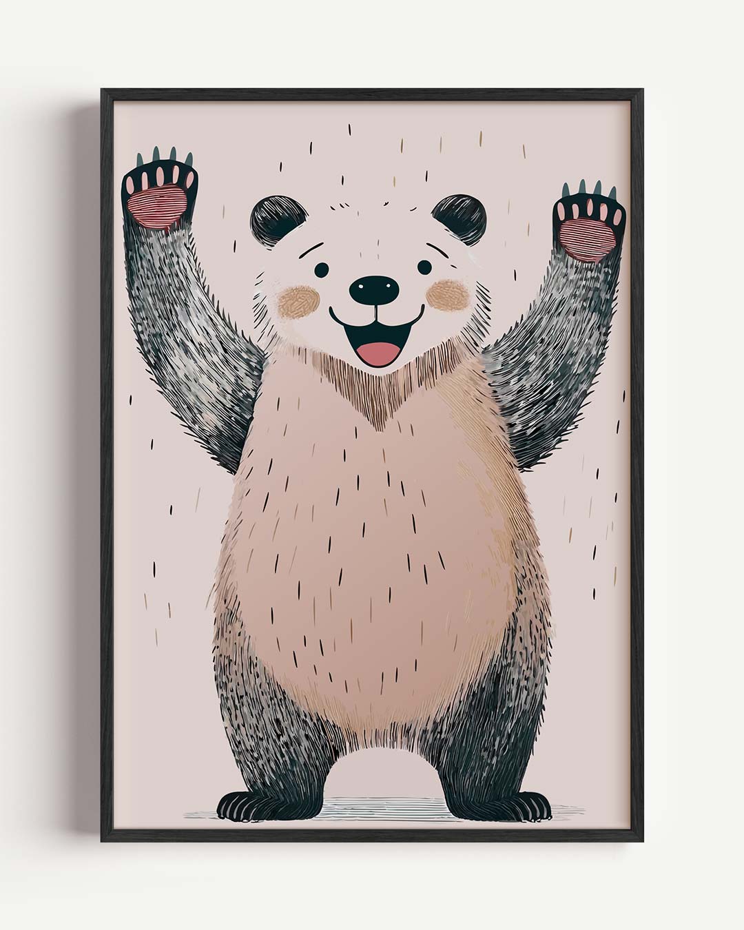 Vrolijke Panda Illustratie – kids portret poster als wanddecoratie