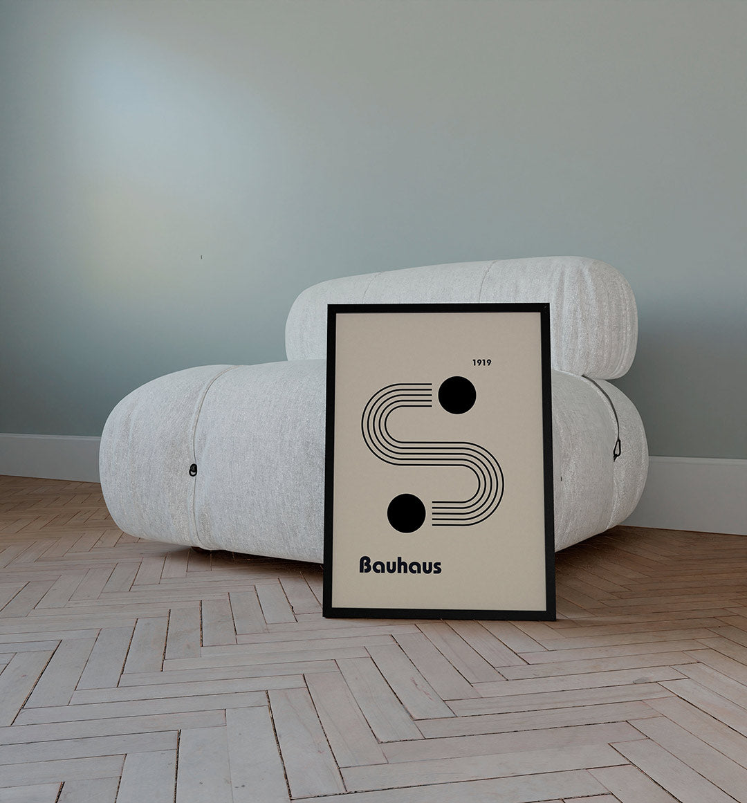 Lijnen en cirkels – staande Bauhaus poster voor aan de muur
