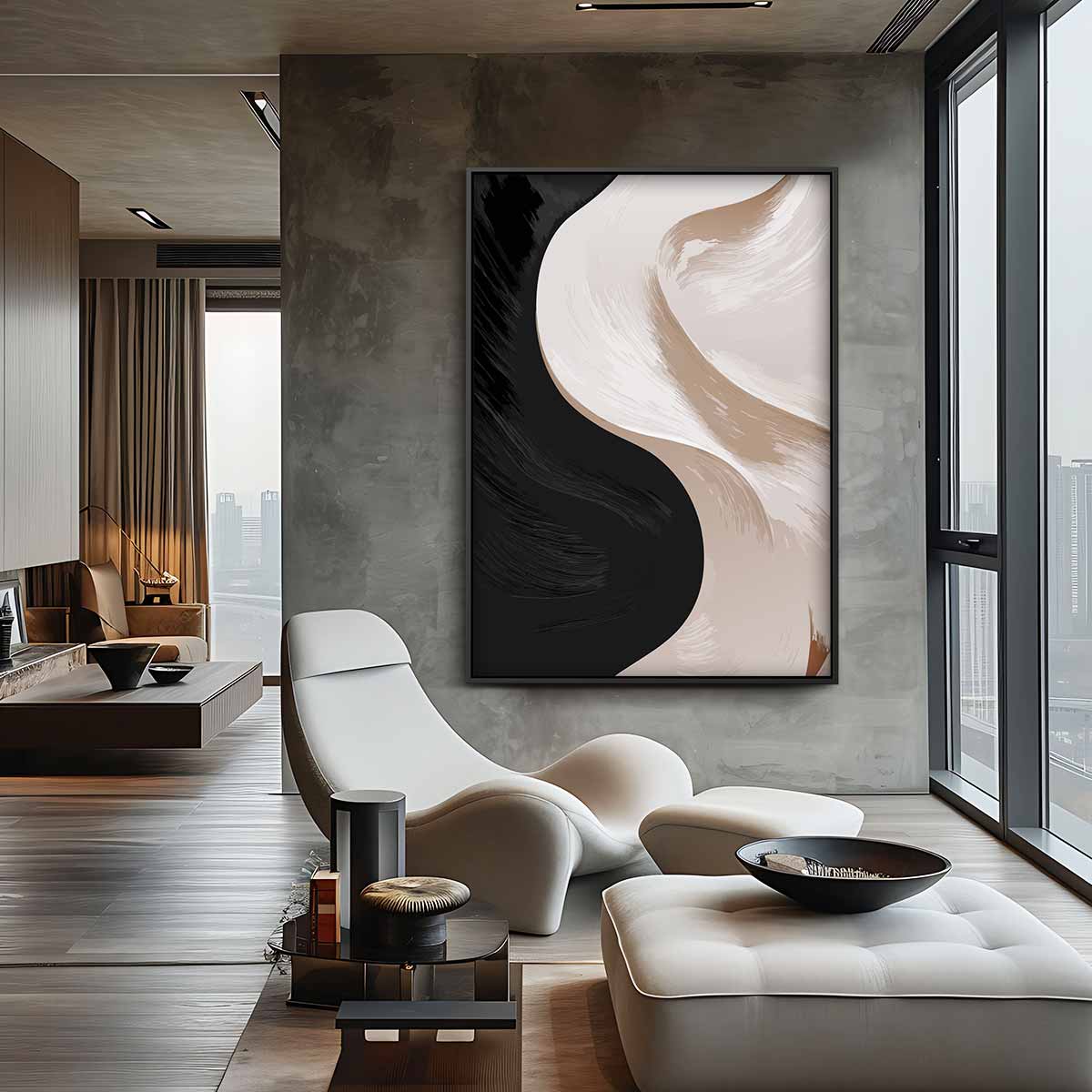 Stijlvolle Abstracte Harmonie – canvas wanddecoratie in portret formaat