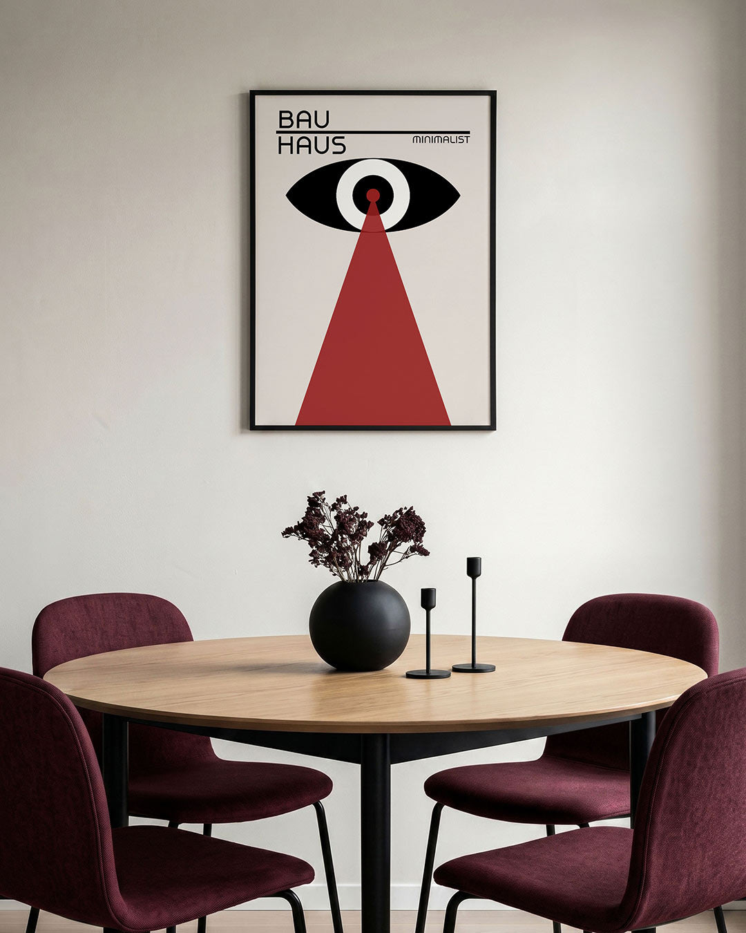 Oog en stralen – staande Bauhaus poster voor aan de muur