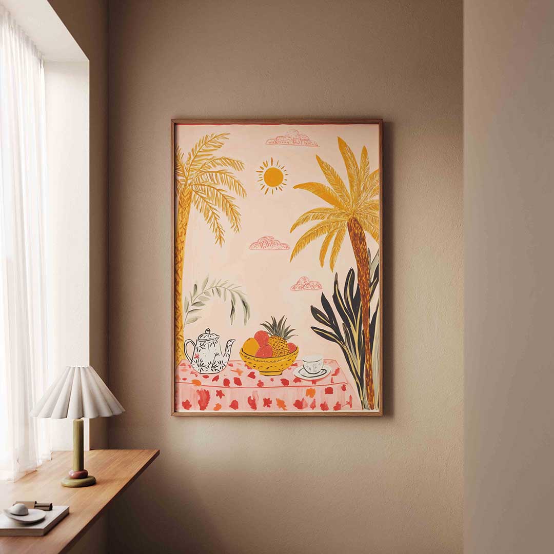 Tropische tafel met fruit – staande jungle wanddecoratie van WallArtistic