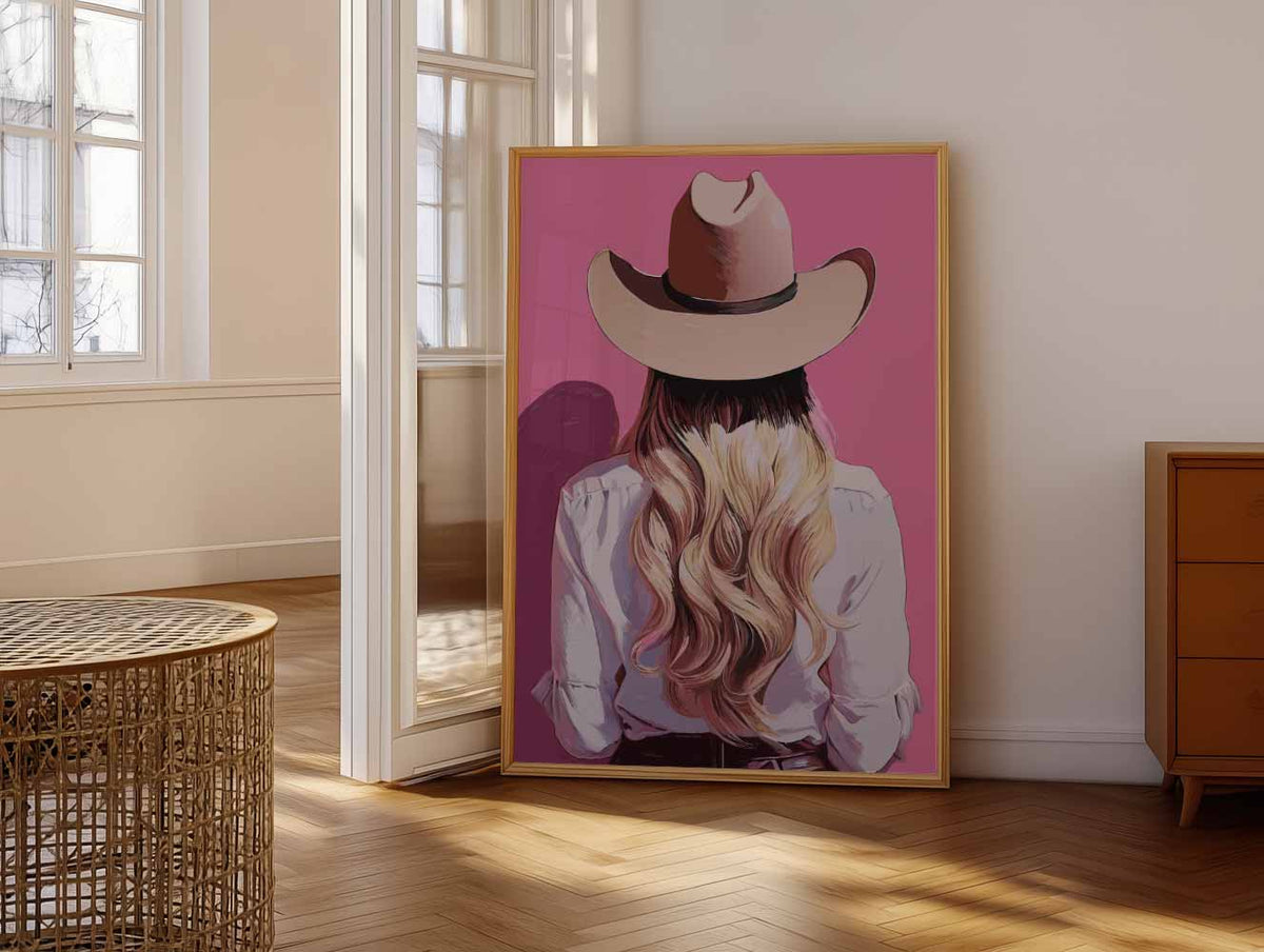 Stijlvolle Cowgirl – vrolijke paasillustratie als portret poster