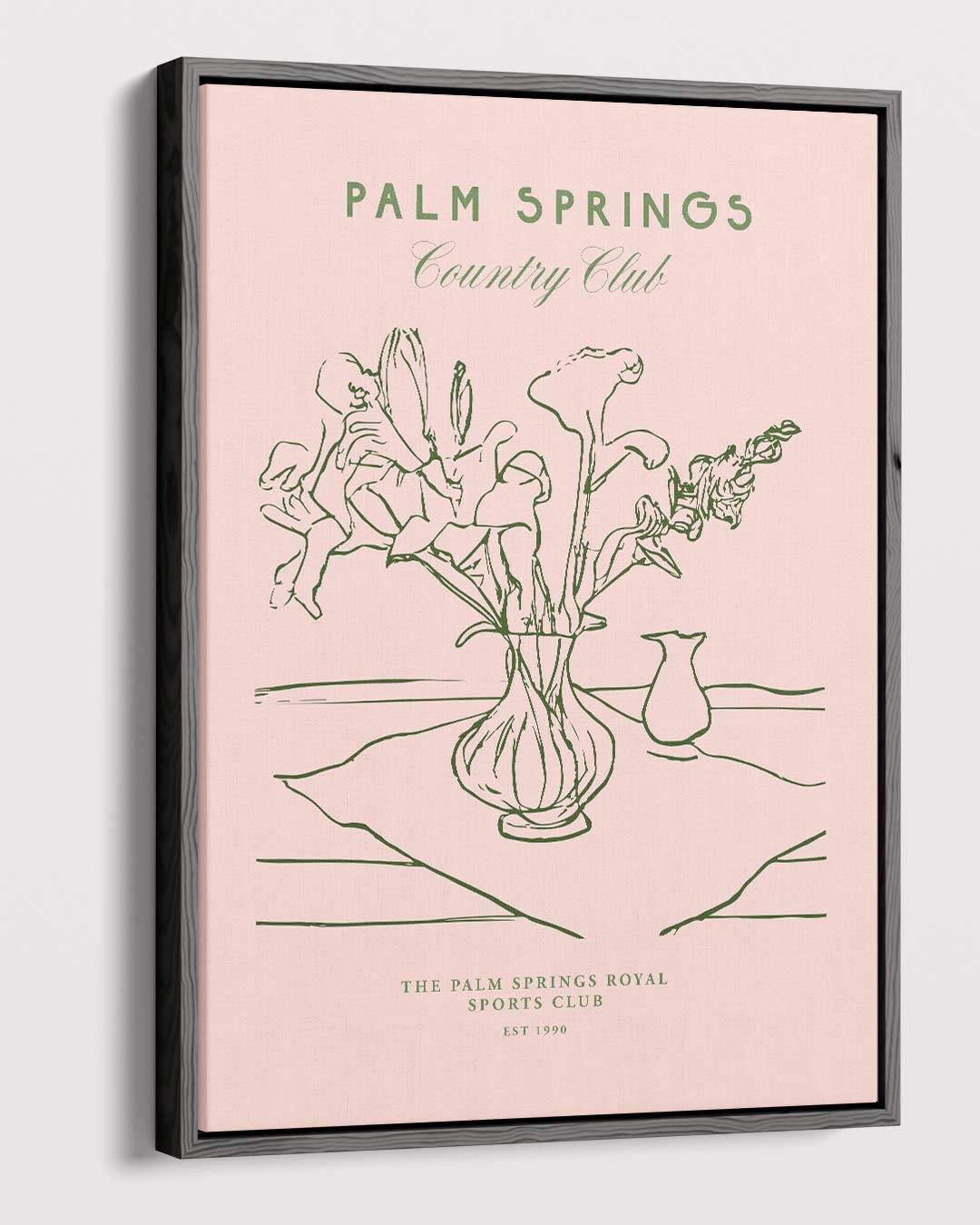Palm Springs Country Club Bloemenprint – canvas wanddecoratie in portret formaat