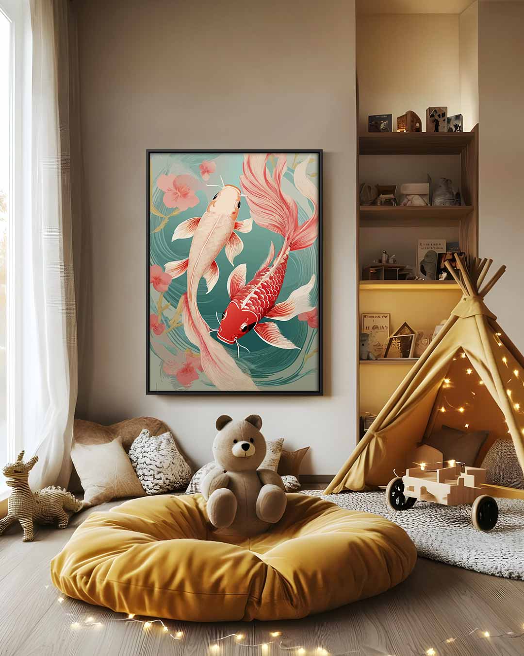 Elegant Koi Vissen Kunstwerk – modern portret kunstwerk van WallArtistic