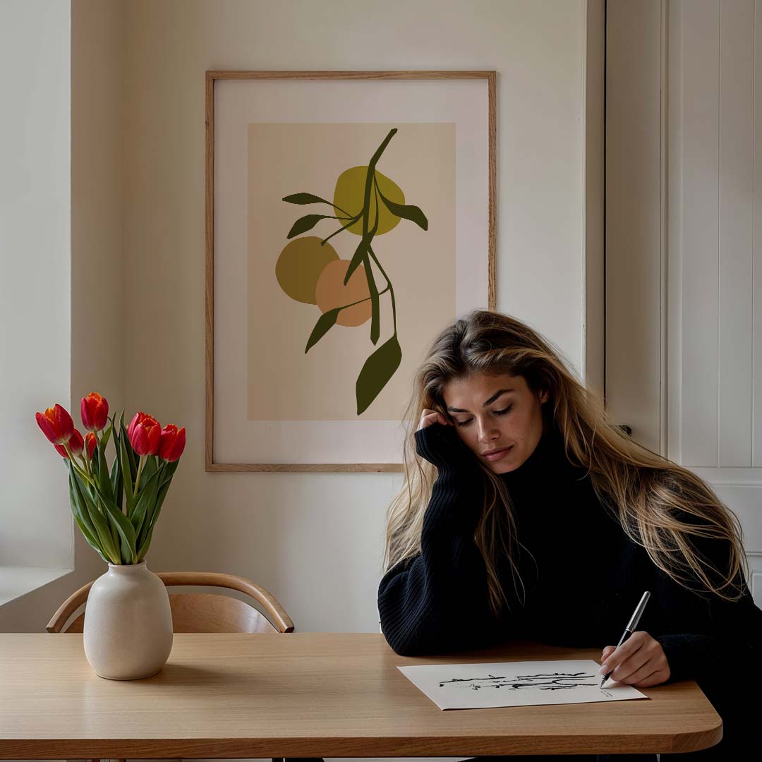 Minimalistische Vruchtenposter – bloemen poster in staand formaat