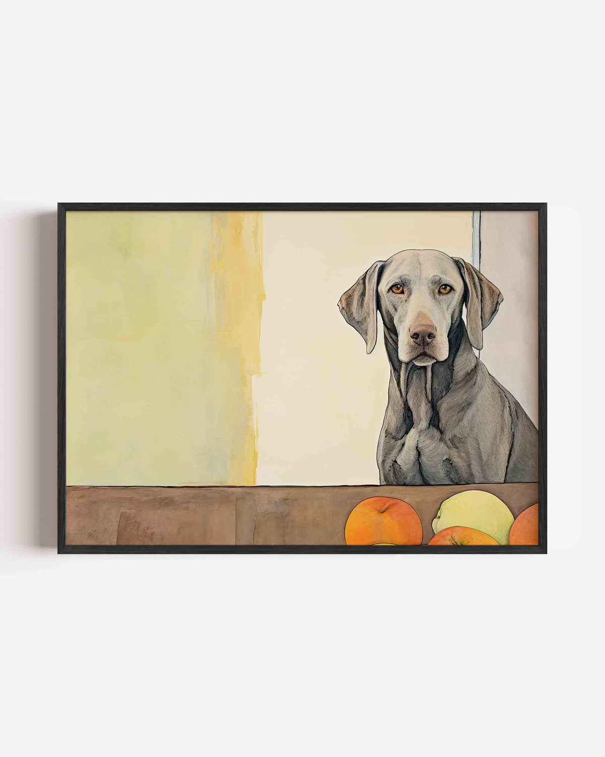 Hond met fruit – dieren landscape poster als wanddecoratie