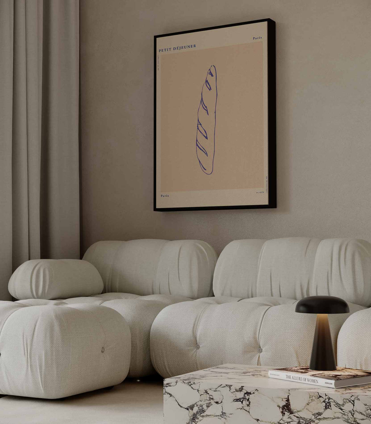 Minimalistische Baguette Illustratie – plexiglas wanddecoratie in portret formaat