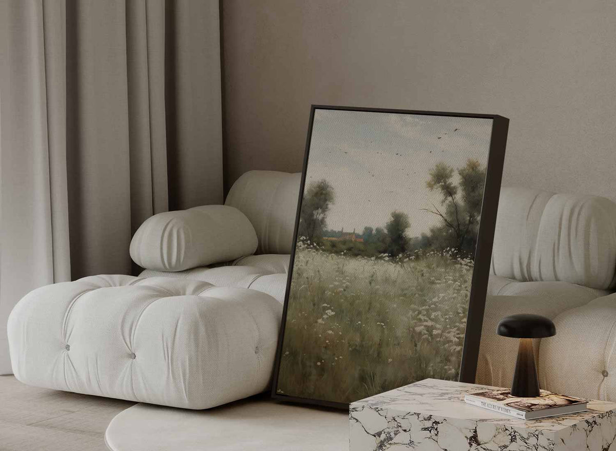 Rustgevend Veldlandschap – modern portret kunstwerk van WallArtistic