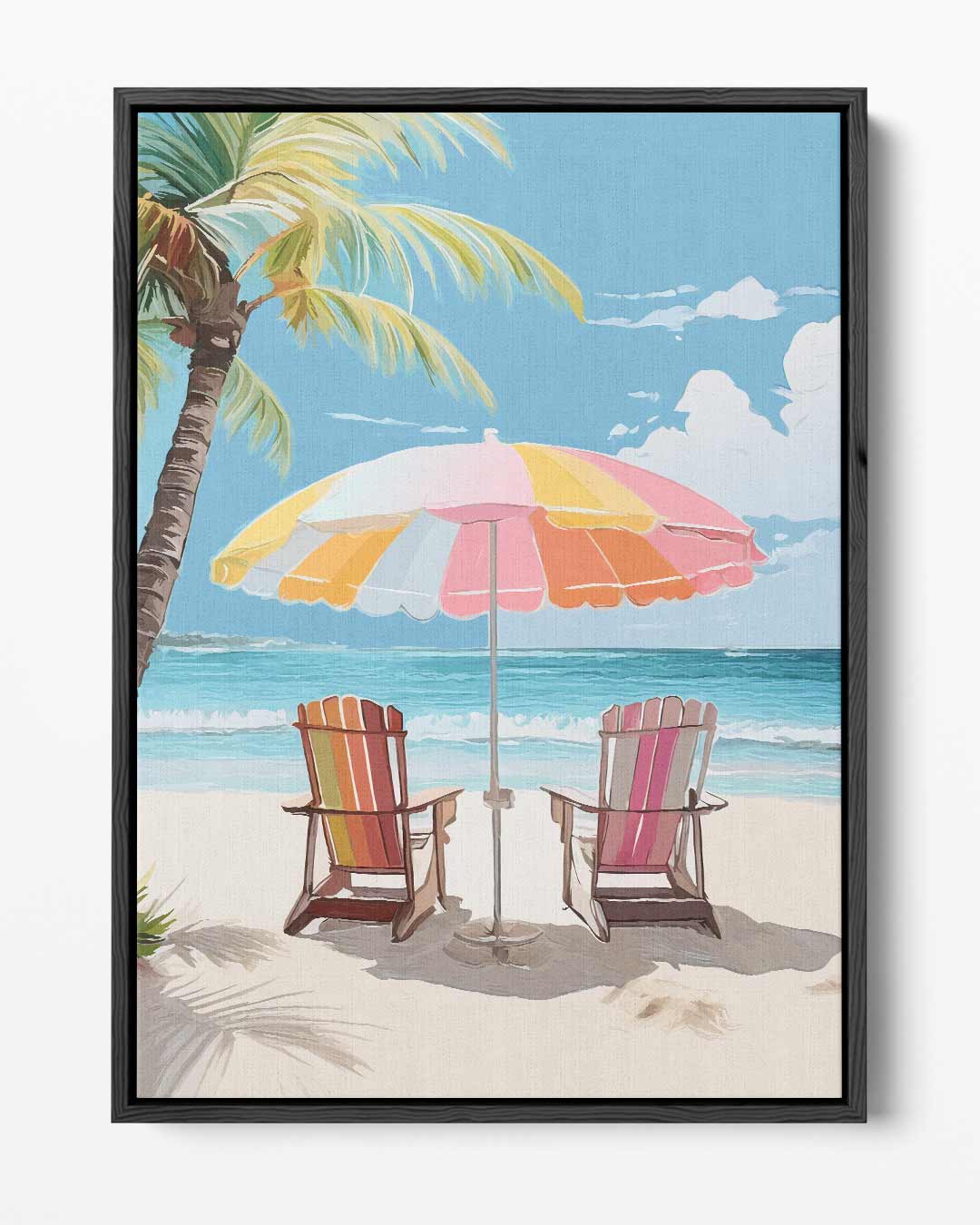 Zomers Strandzicht Schilderij – portret kunstwerk als wanddecoratie