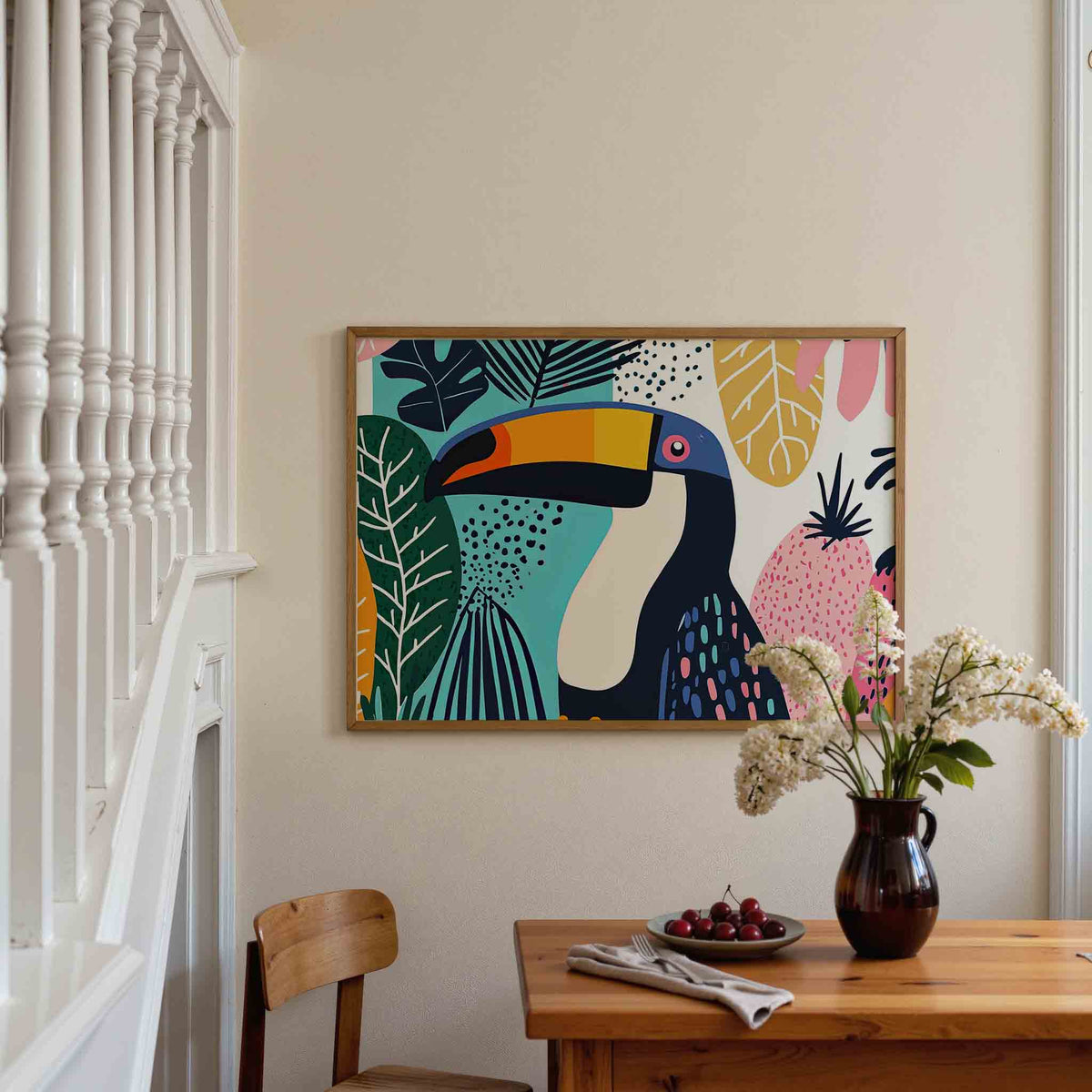 Toekan en bladeren – dieren poster in liggend formaat