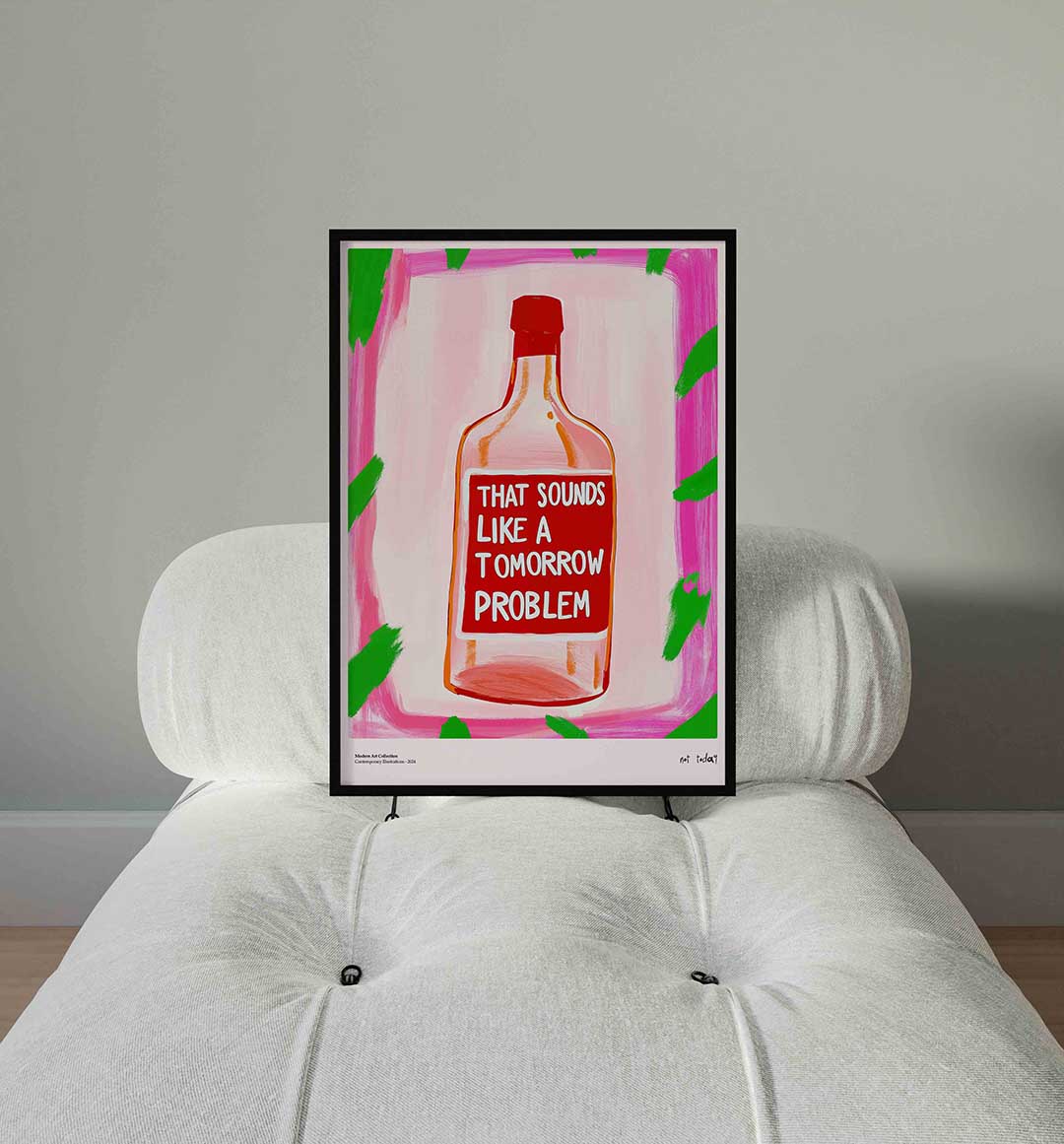 Fles met tekst – staande Pop Art wanddecoratie van WallArtistic