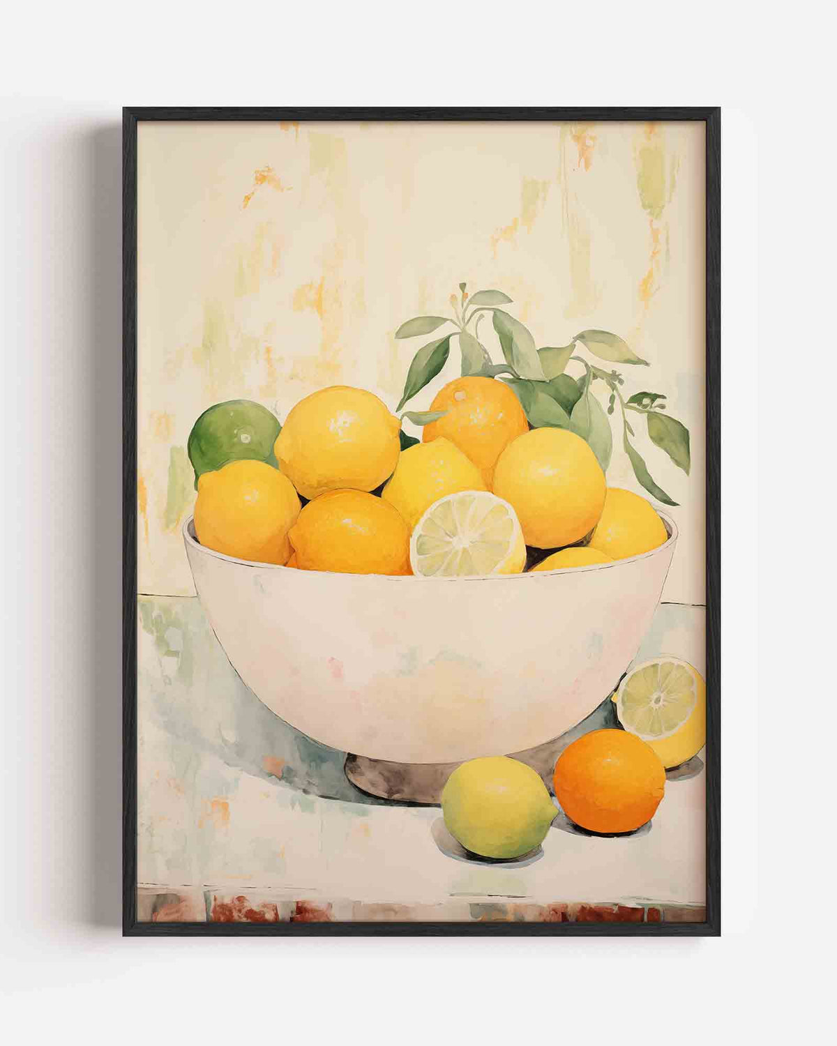 Citrusvruchten in schaal – botanische portret poster als wanddecoratie