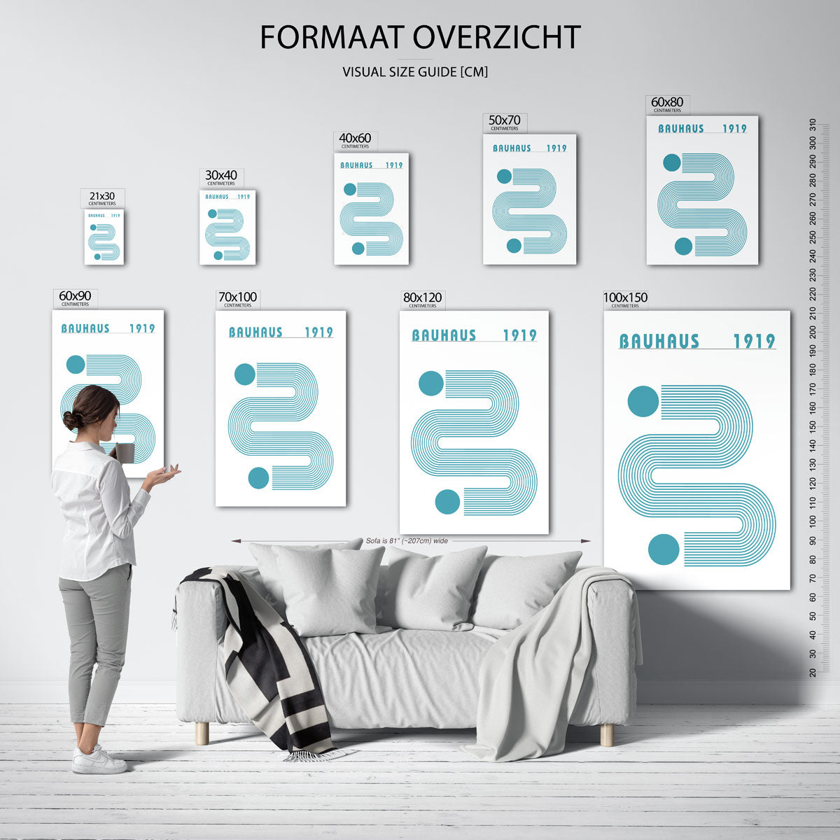 Lijnen en vlakken – geometrische poster in Bauhaus-stijl van WallArtistic