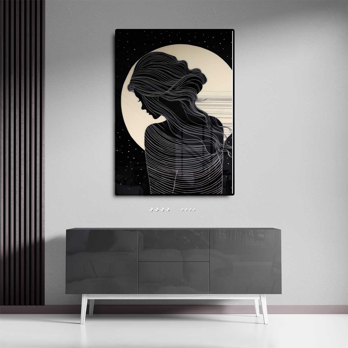 Mysterieuze Nachtsilhouette – staand kunstwerk voor modern interieur