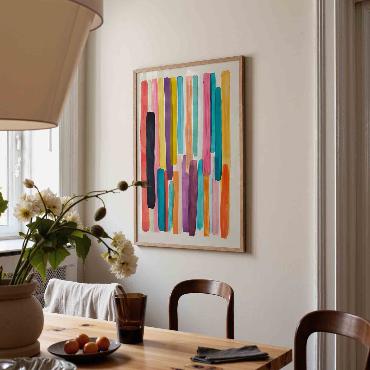Verticale strepen – eigentijdse illustratie poster in staand formaat