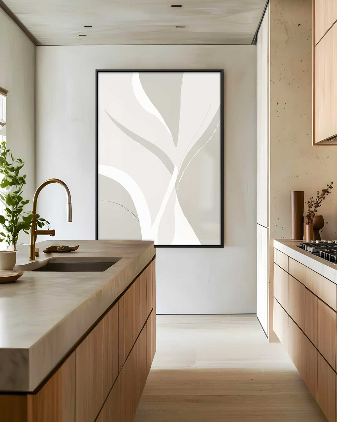 Abstracte Vloeiende Vormen – dibond wanddecoratie in staand formaat