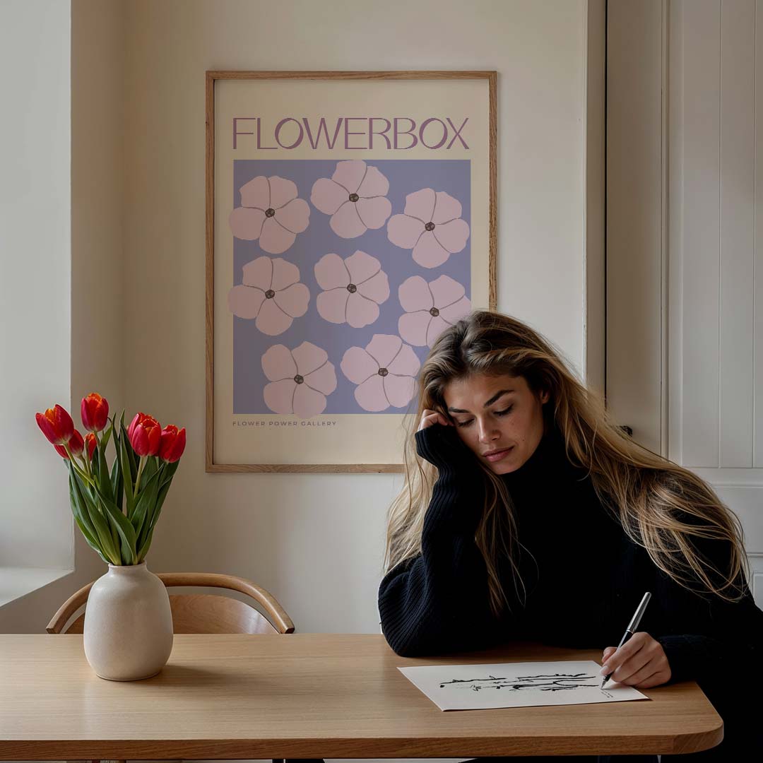 Bloemen in Pastel – staande muurposter met tekst en typografie