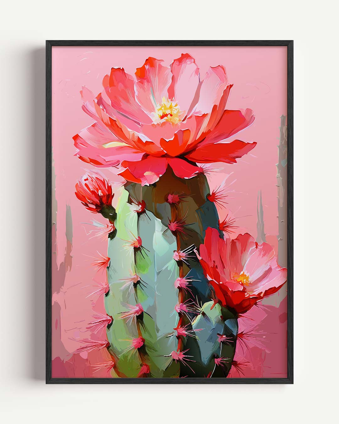Bloeiende Cactus Kunstposter – paas portret poster als wanddecoratie