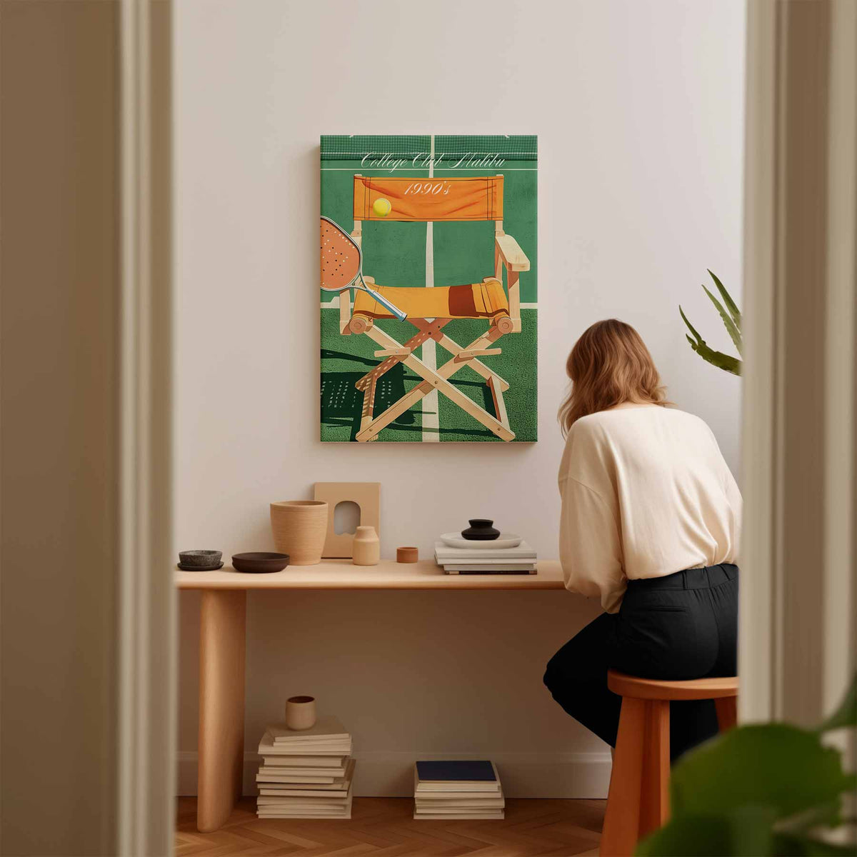 Vintage Tennis Vibes – staande wandkunst voor woonkamer of interieur
