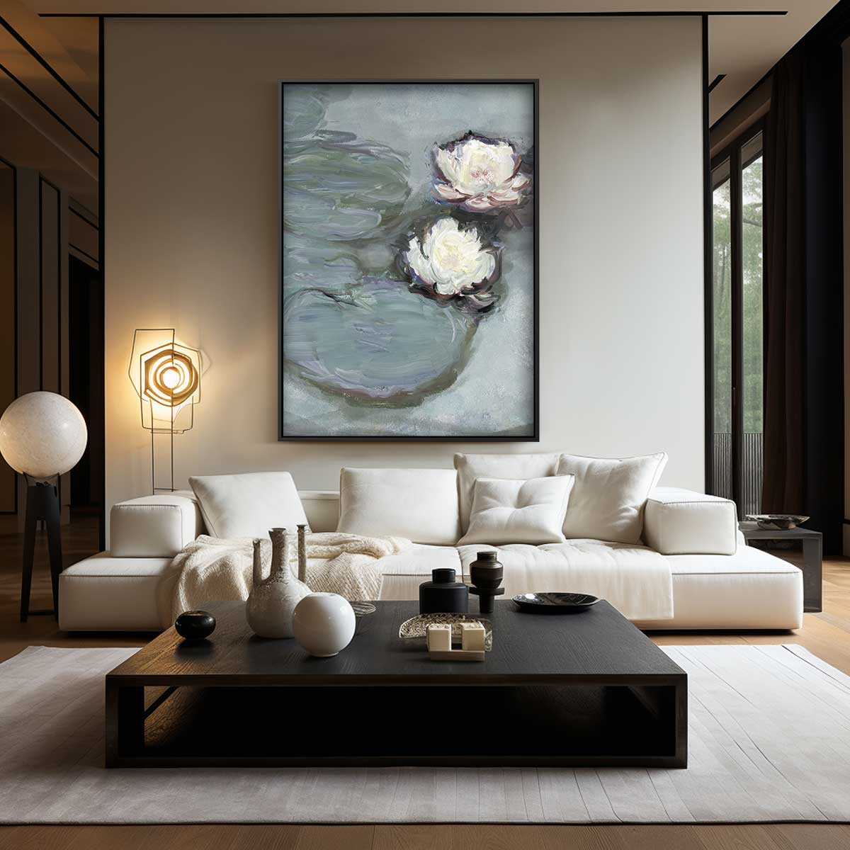 Dromerige Waterlelies – staand kunstwerk voor modern interieur