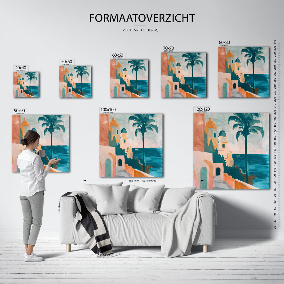 Mediterrane kust – vierkante muurposter met kunst en design