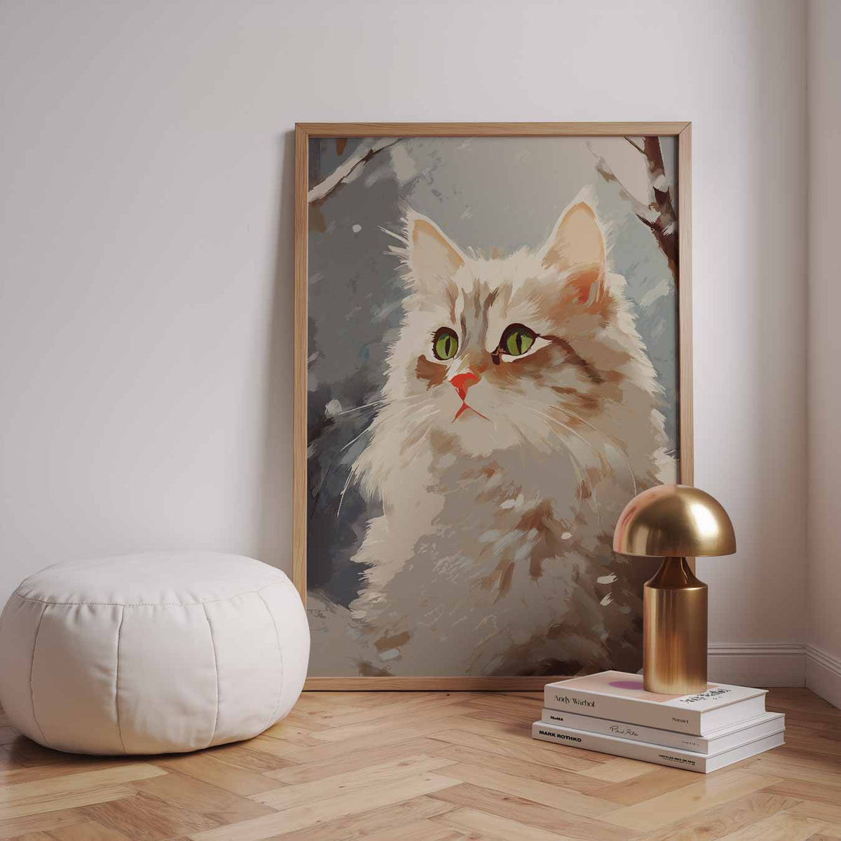 Winterse Kat Kunstposter – dieren poster in staand formaat