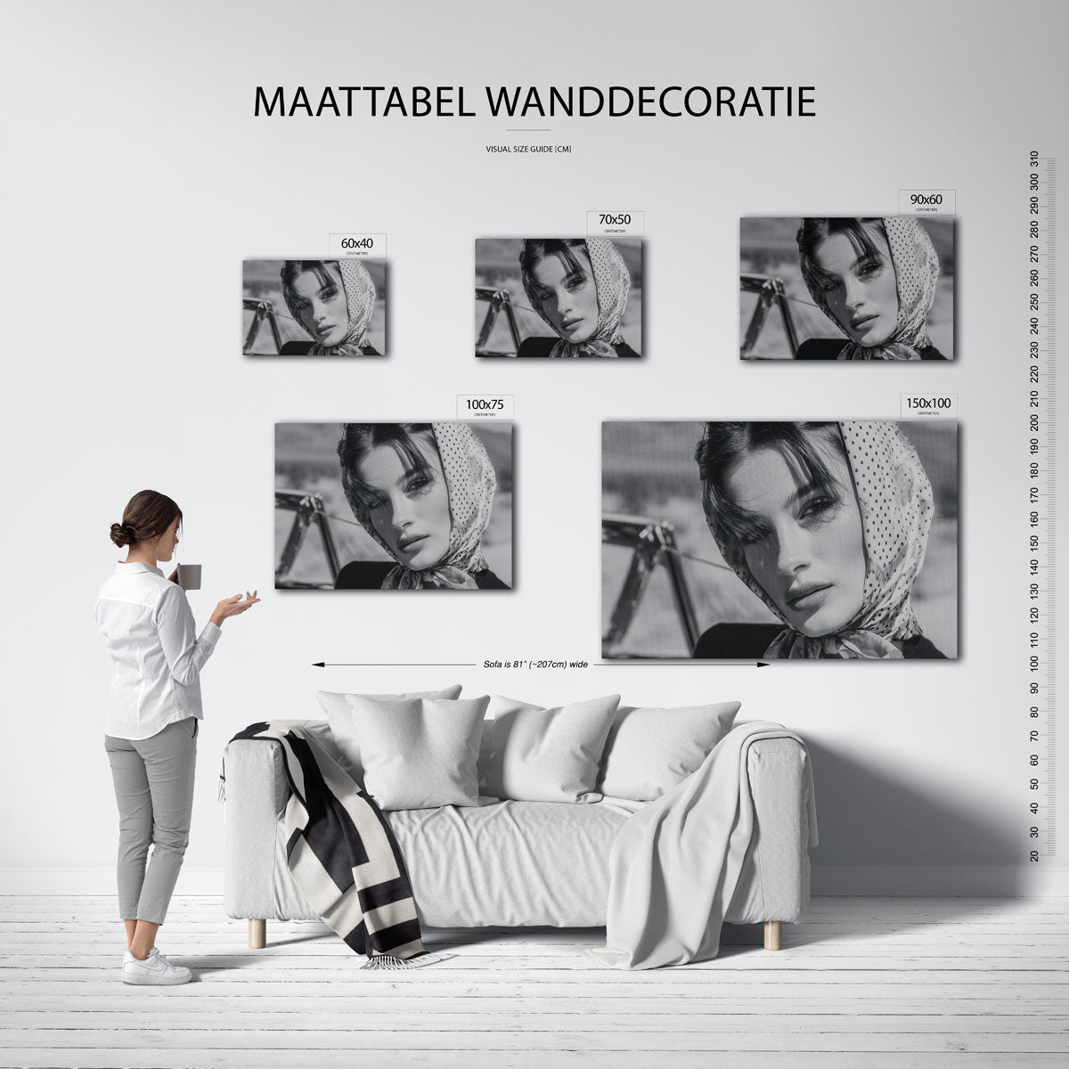 Elegante portretfotografie – Portret – moderne liggende wanddecoratie