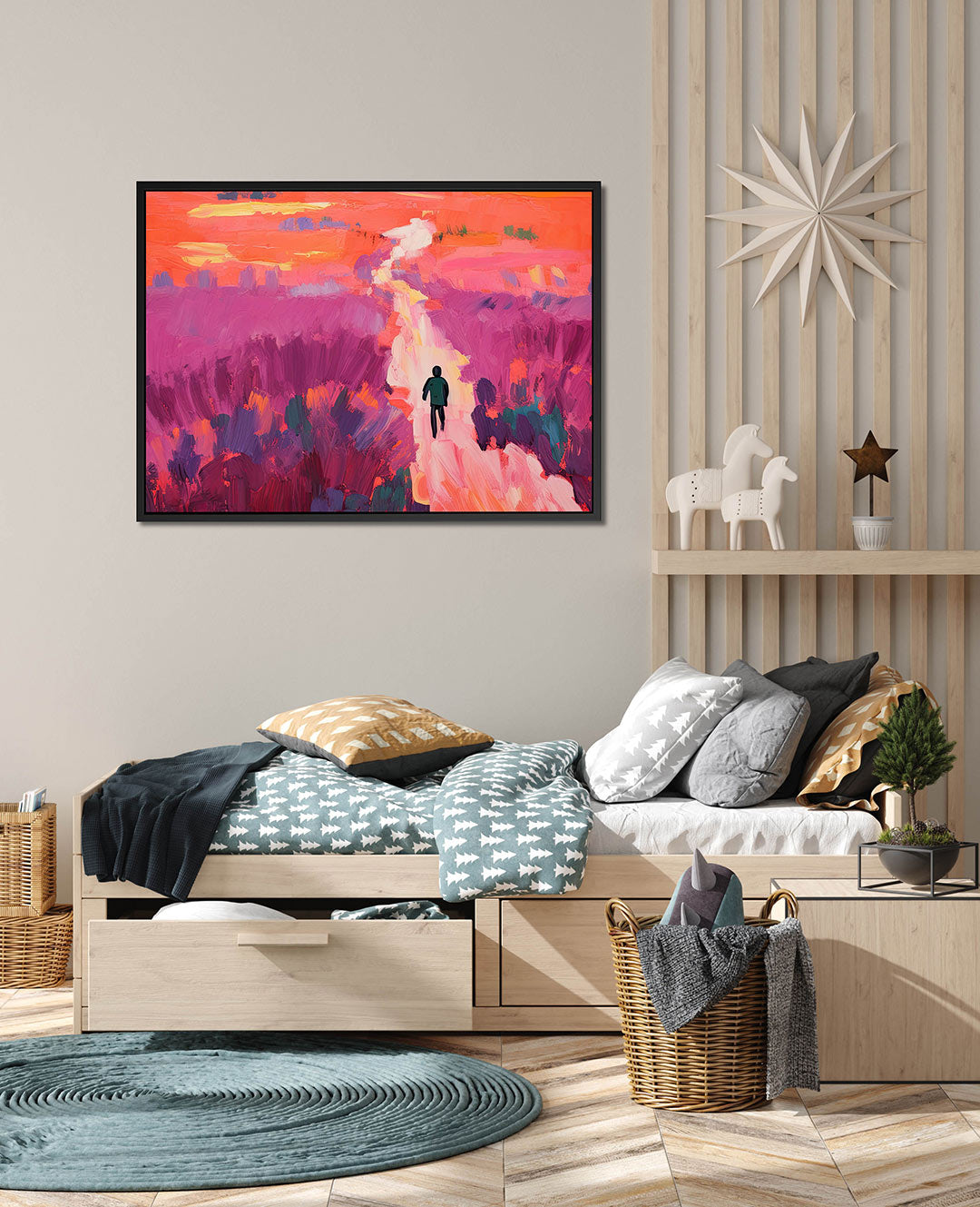 Kleurrijke wandeling – wanddecoratie in interieur