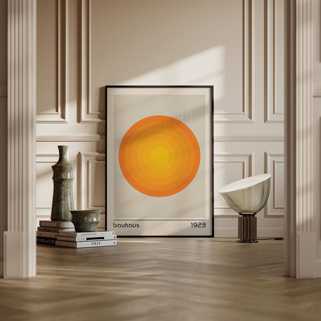 Cirkelvormen en kleur – moderne Bauhaus wandkunst als poster
