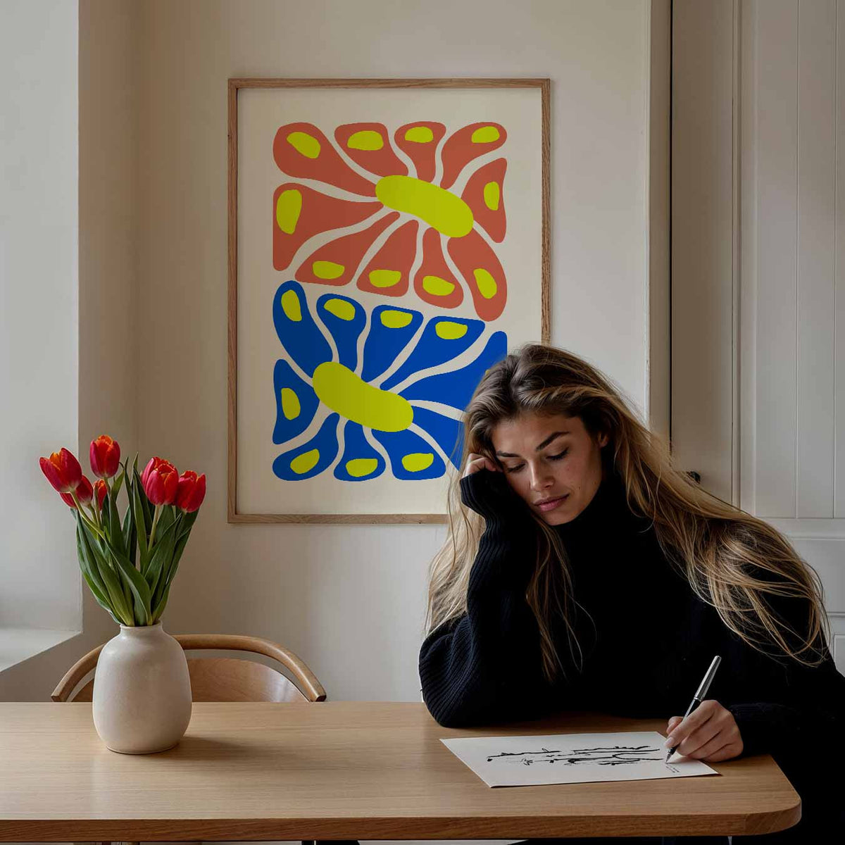 Kleurrijke Bloemen Abstractie – Popart poster als moderne urban wanddecoratie