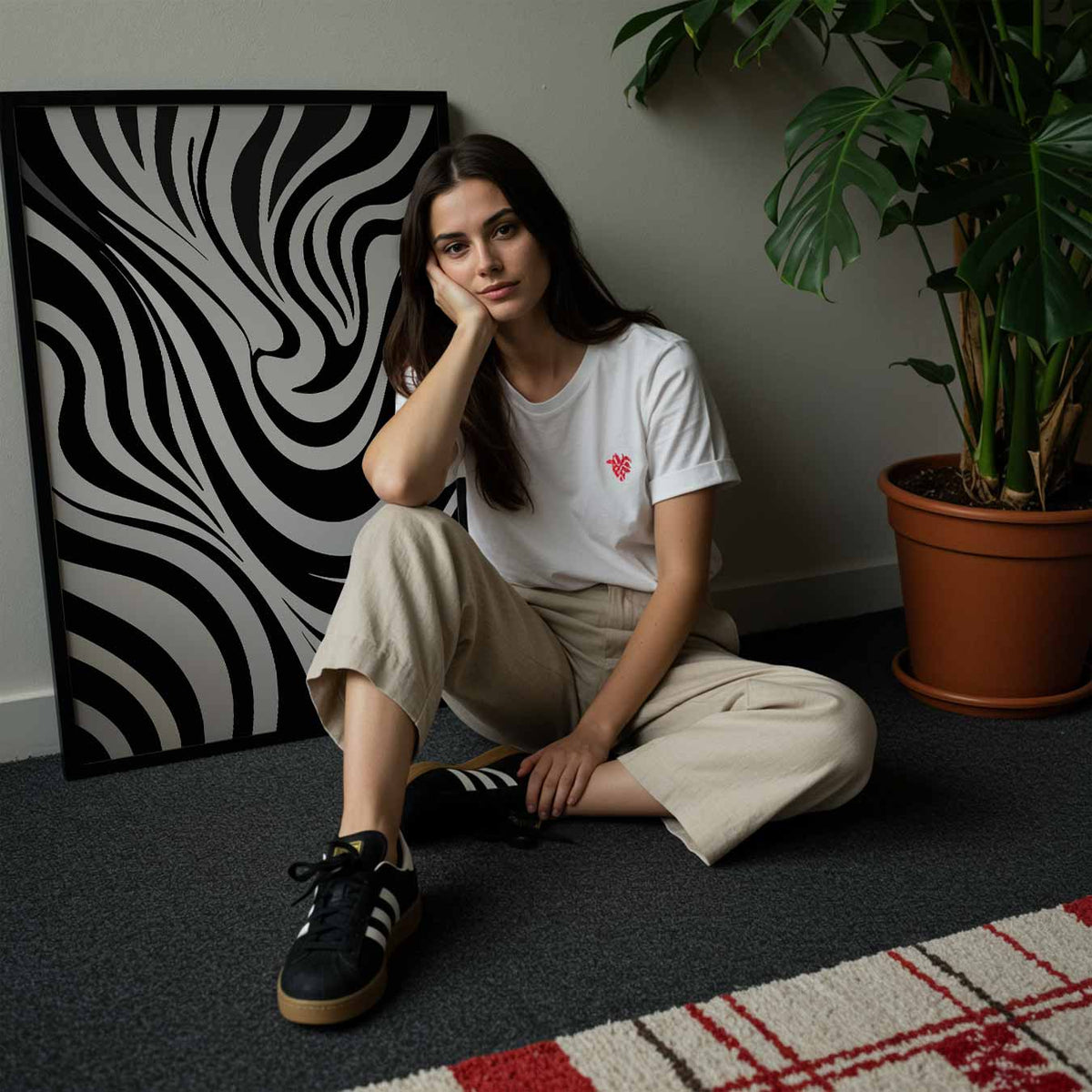 Zwart-Wit Abstracte Zebra – abstracte wandkunst als portret poster