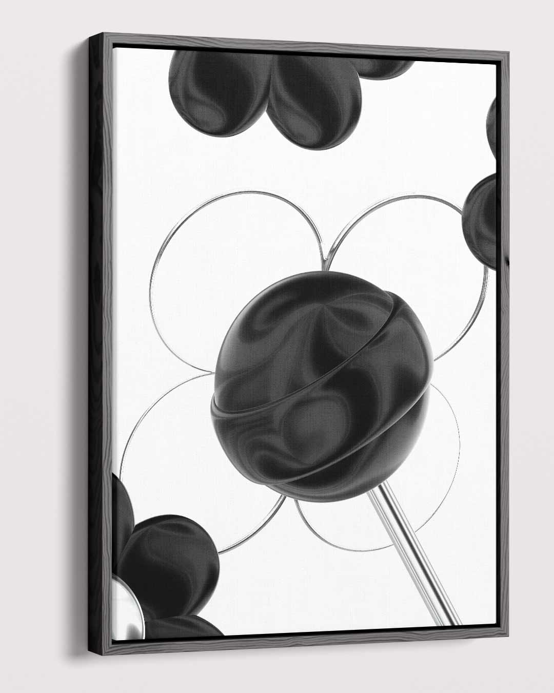 Zwarte Bloemsymfonie – dibond kunstwerk als wanddecoratie