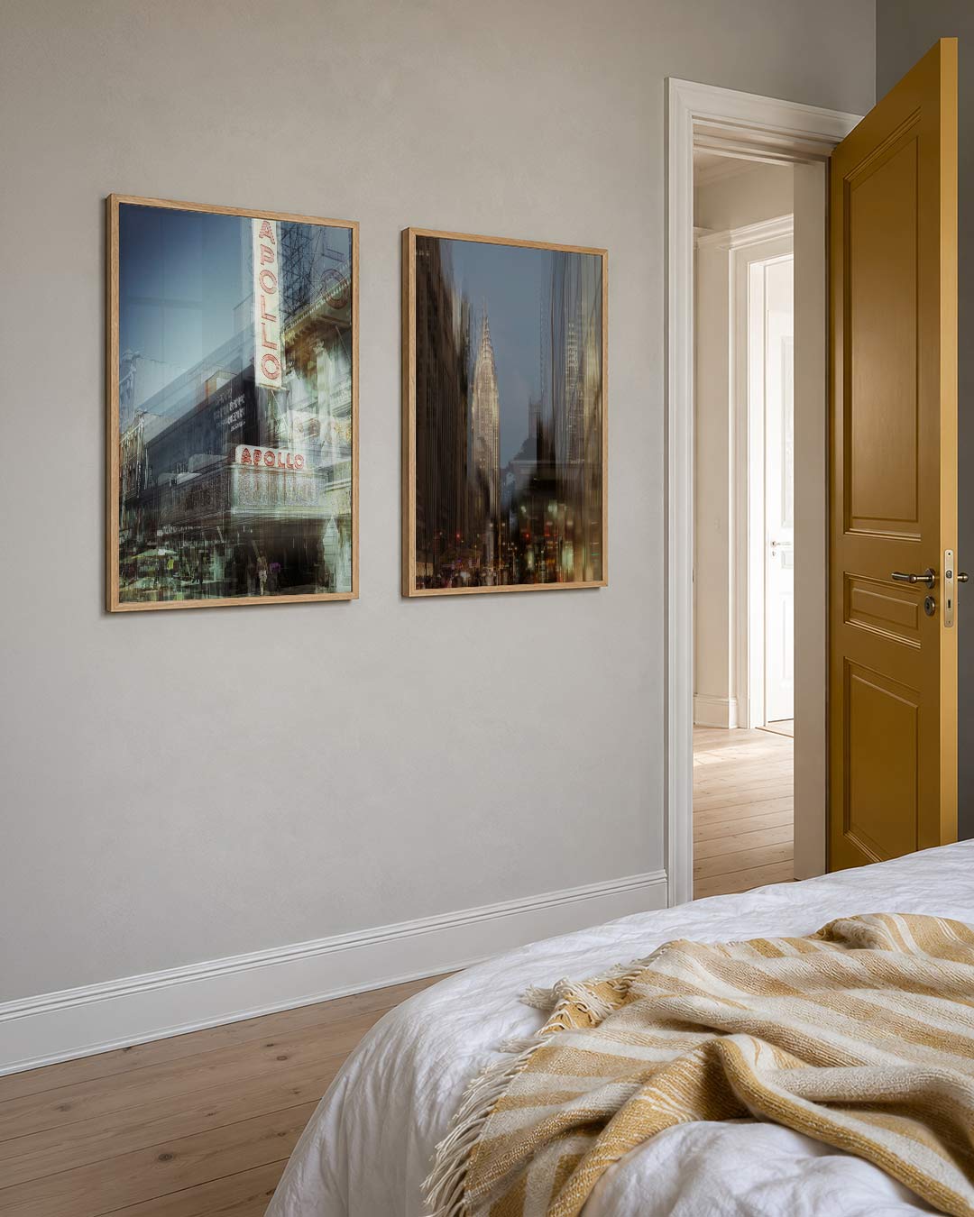 Stedelijke laagjes posterset – detailweergave – deze posterset in twee delen toont een gelaagde stadsscène met een mix van