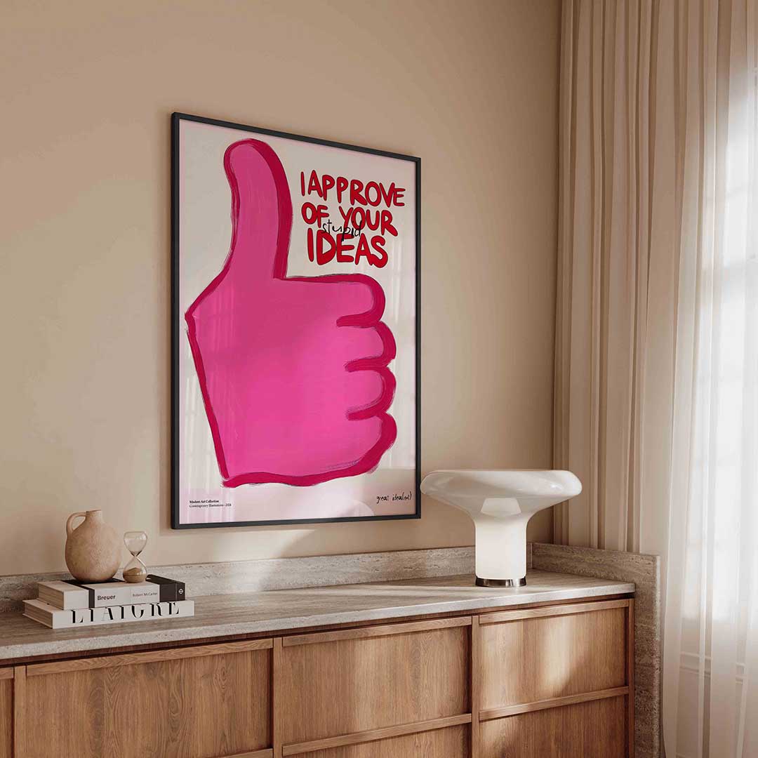 Roze duim omhoog – urban poster in staand formaat