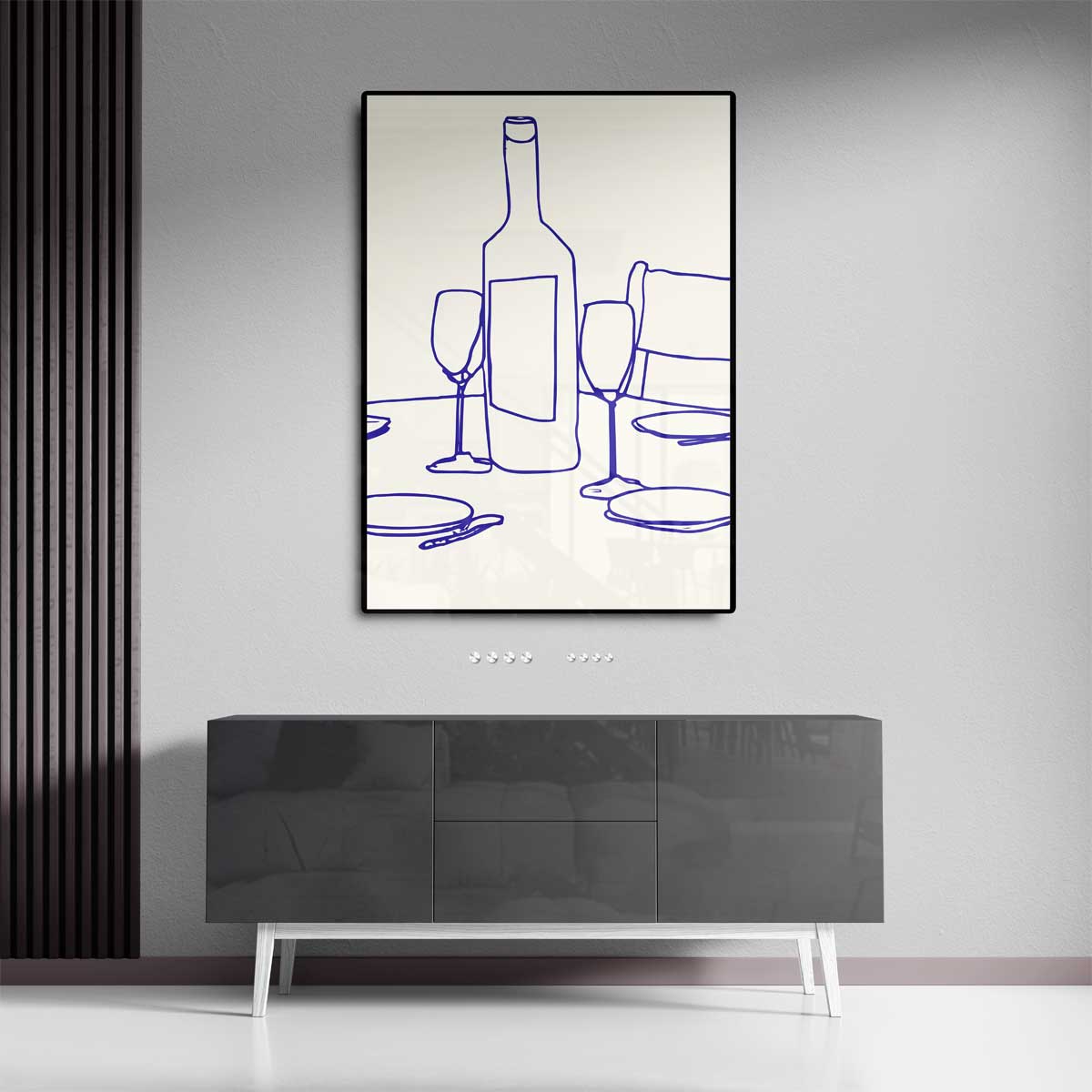 Stijlvolle Tafelscène Illustratie – canvas kunstwerk als wanddecoratie