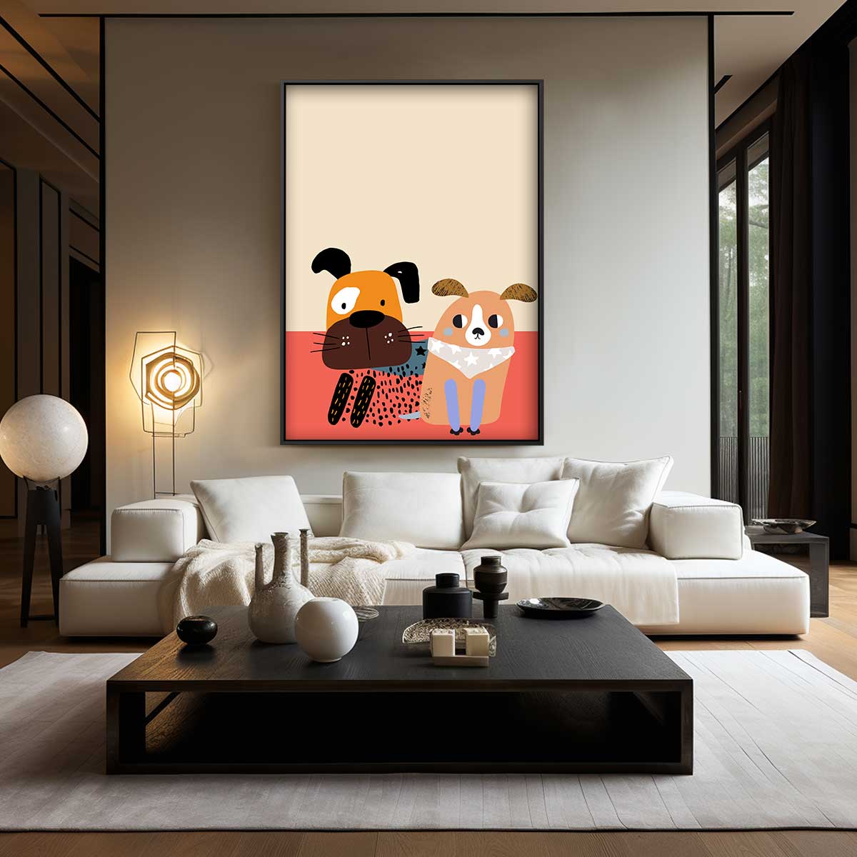 Vrolijk Hondenkunstwerk – canvas wanddecoratie in portret formaat