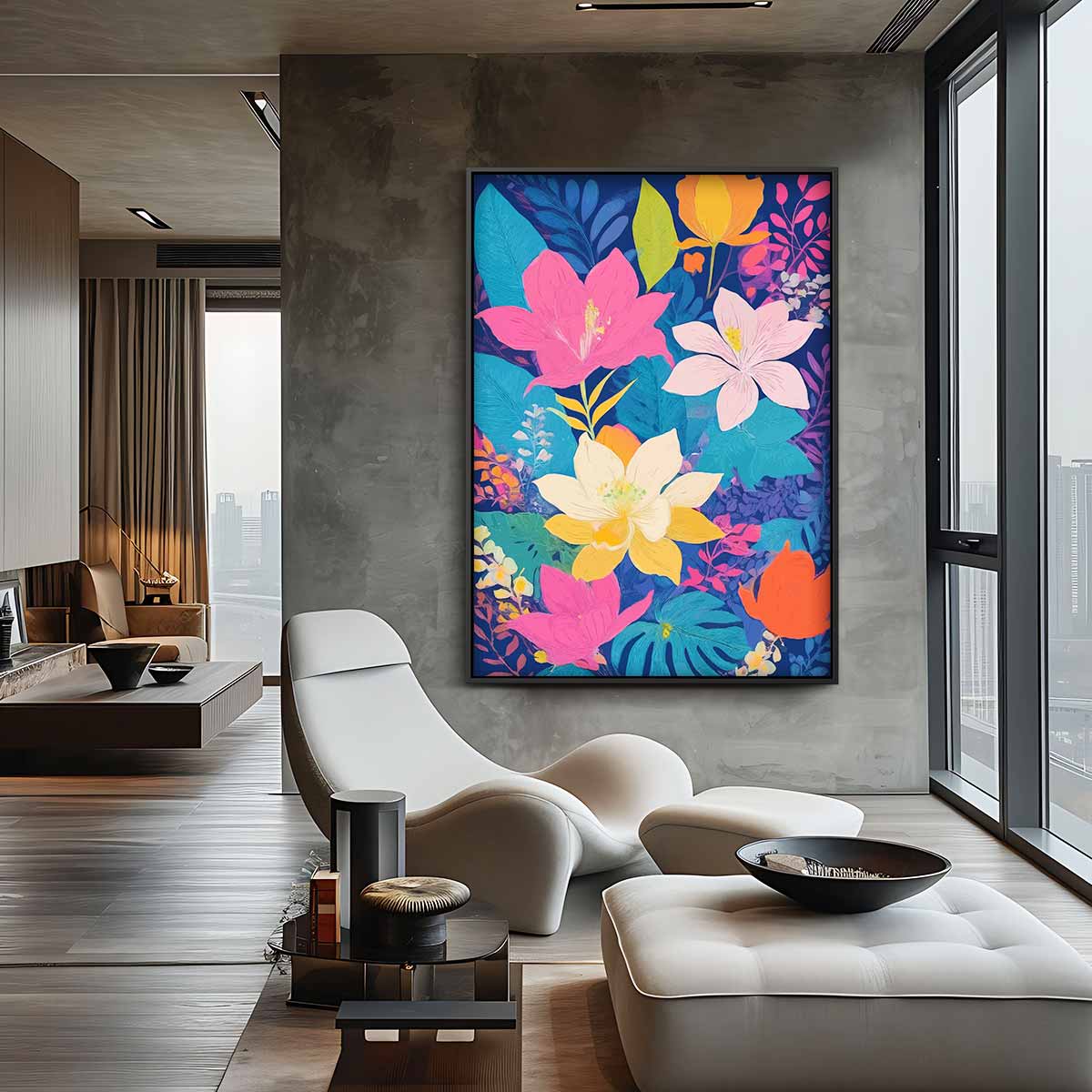 Krachtige Bloemenpracht – canvas kunstwerk als wanddecoratie