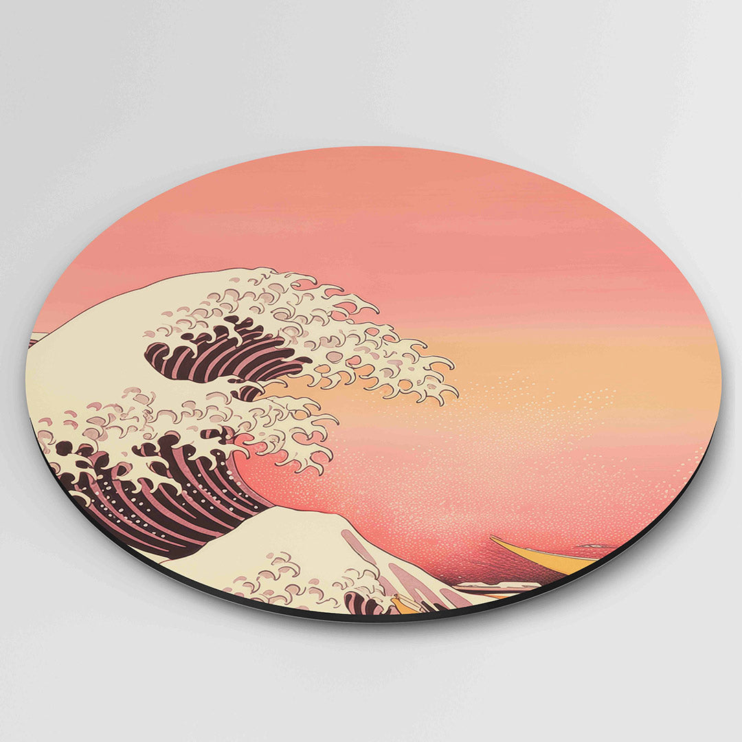 Golvende zee – ronde wanddecoratie met abstract ontwerp