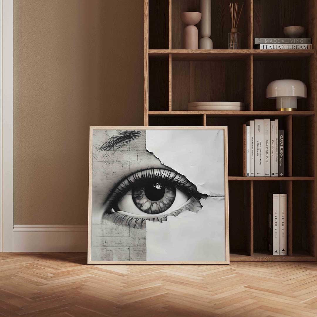 Oog en textuur – vierkante wanddecoratie met kleur en vorm van WallArtistic