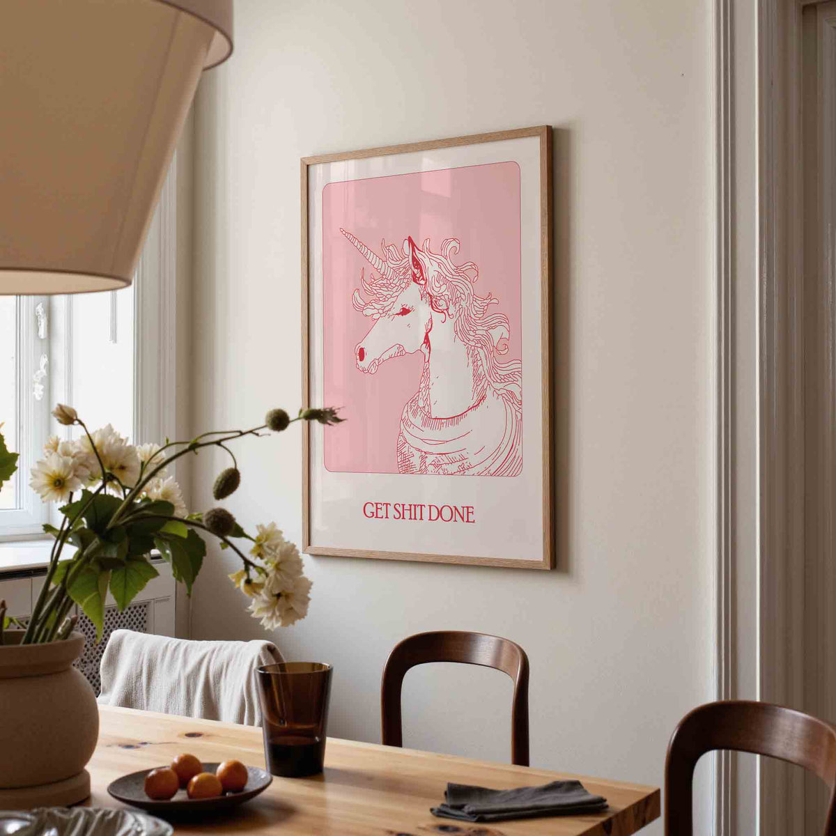 Unicorn met tekst – kunst en design poster in portret formaat