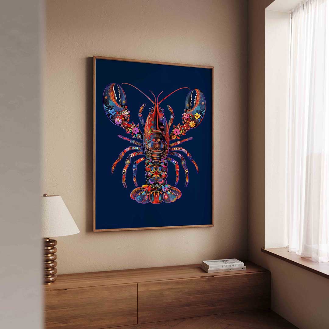 Kleurrijke kreeft – dierenillustratie als portret poster