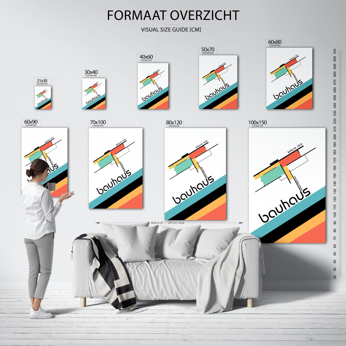 Lijnen en kleurvlakken – geometrische poster in Bauhaus-stijl van WallArtistic