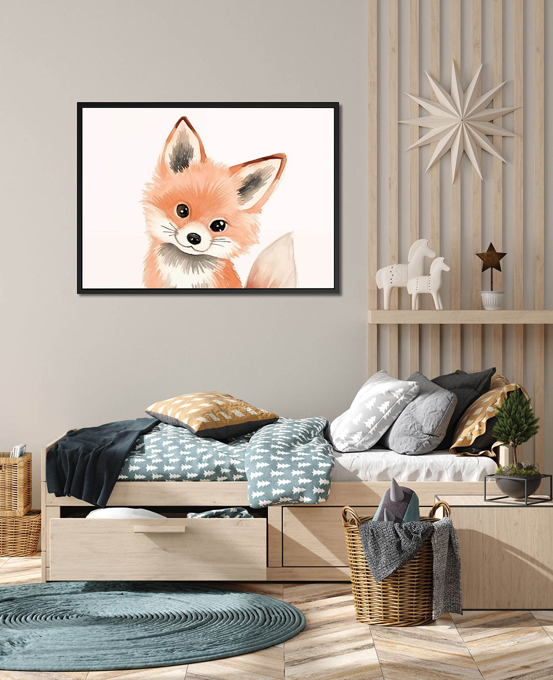 Vrolijke vos – wanddecoratie in interieur