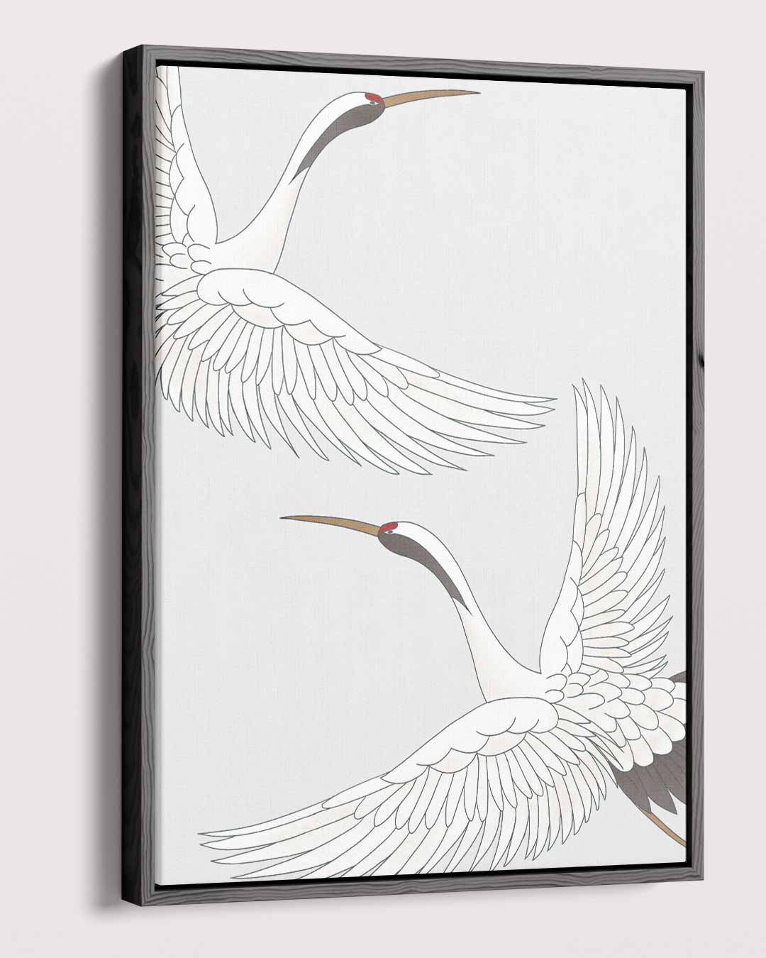 Dansende Kraanvogels – dibond kunstwerk als wanddecoratie