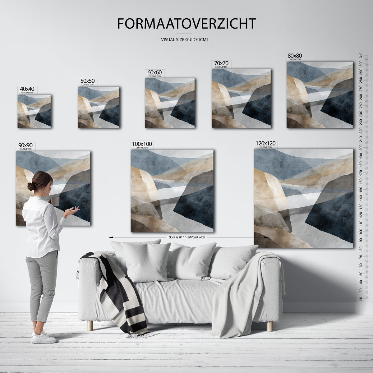 Abstracte landschapsvormen – vierkante muurposter met abstracte vormen