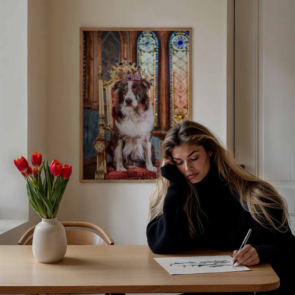 Koninklijke Hondenthron – staande dieren wanddecoratie van WallArtistic